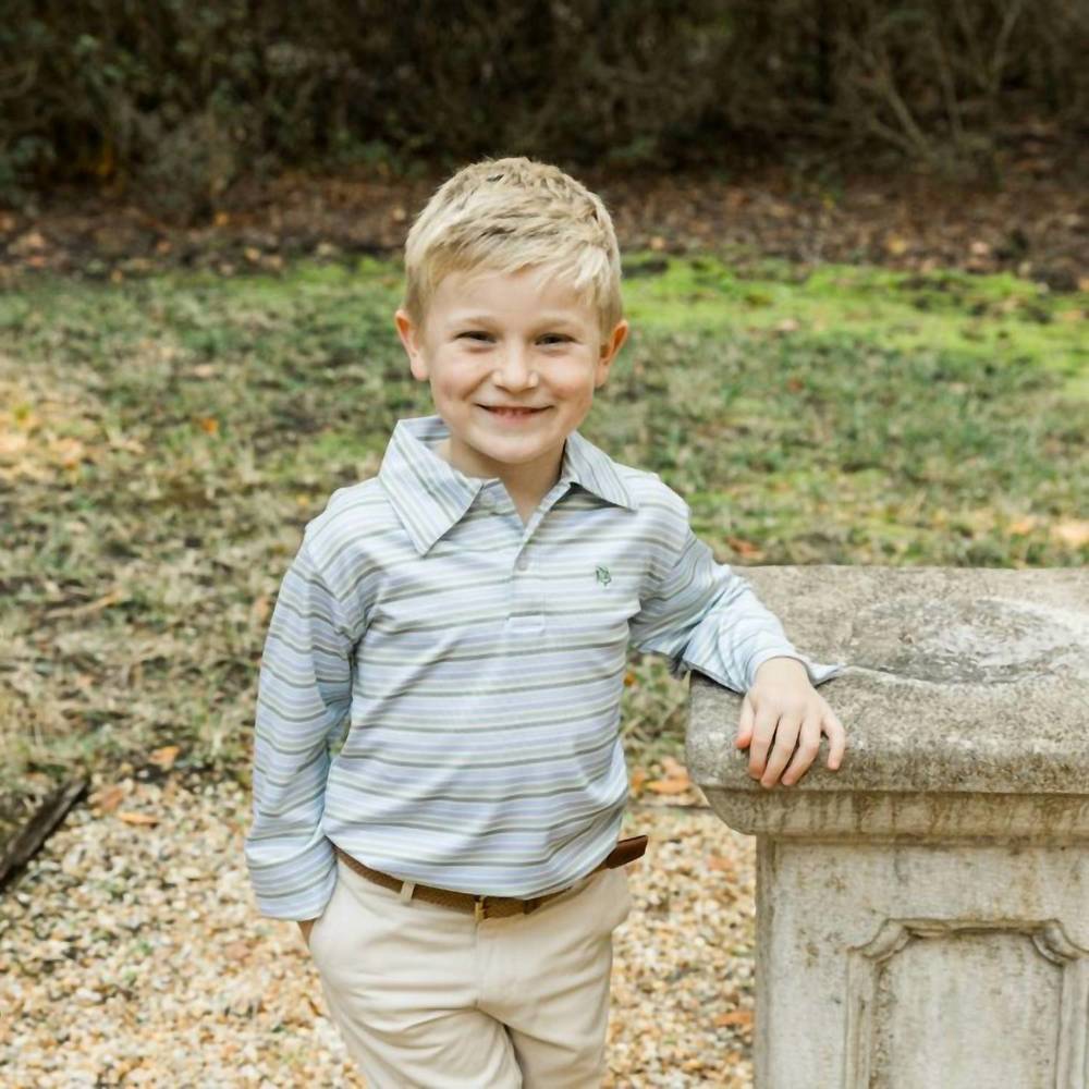 NEW BAILEY BOYS harry long sleeve performance polo shirt in pine